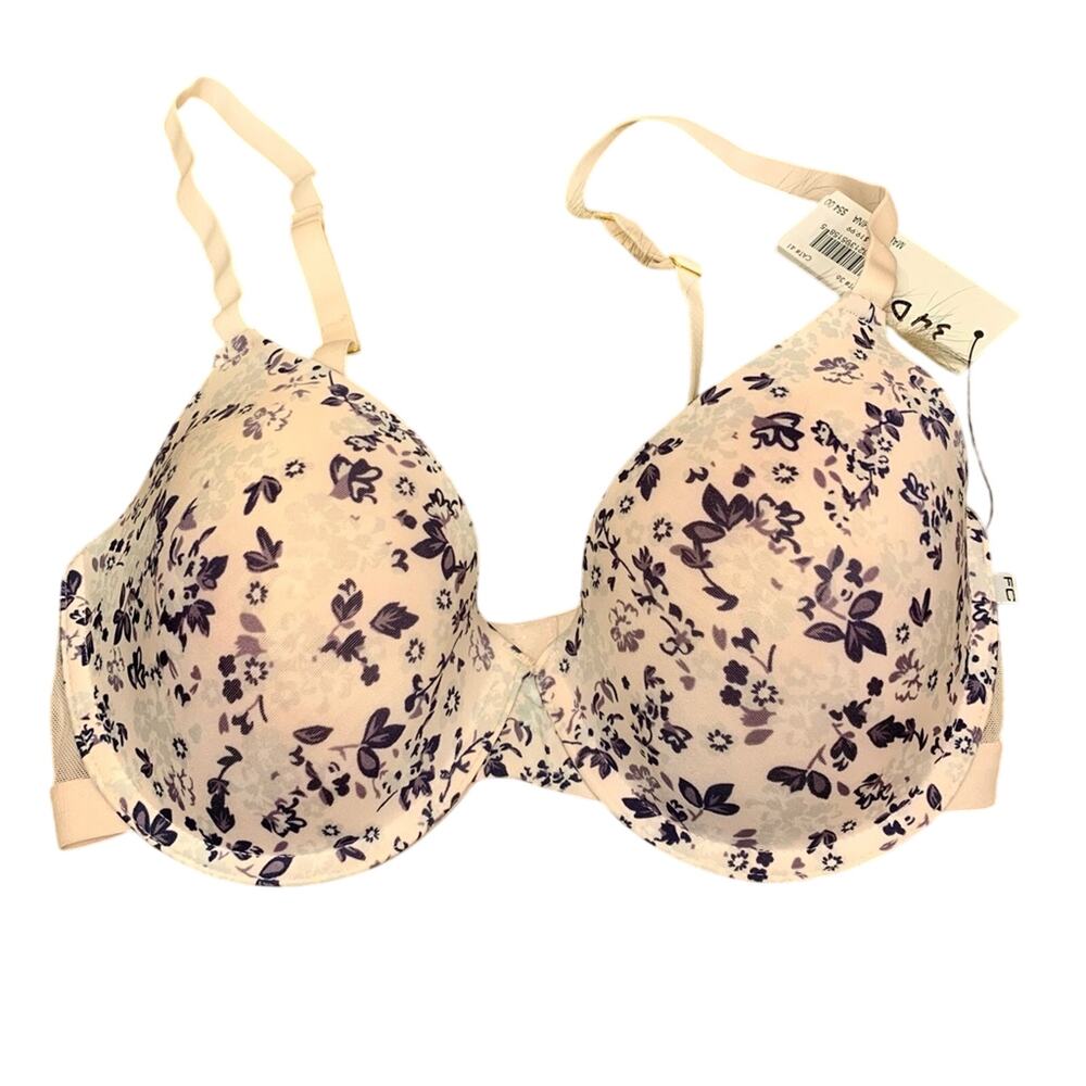 French Connection Intimates Bra 34D Pastel Micro Floral Pattern Cute Coquette